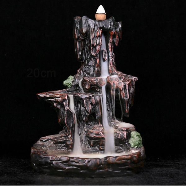 

fragrance lamps incense cones mountains river waterfall burner fountain backflow aroma smoke censer holder office home unique crafts
