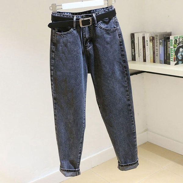 

jeans women's autumn 2021 loose harlan high waist pants tide, Blue