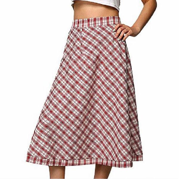 

skirts sunmmer skirt for women fashion women's high waist zipper split fork loose casual holiday check faldas largas mujer, Black