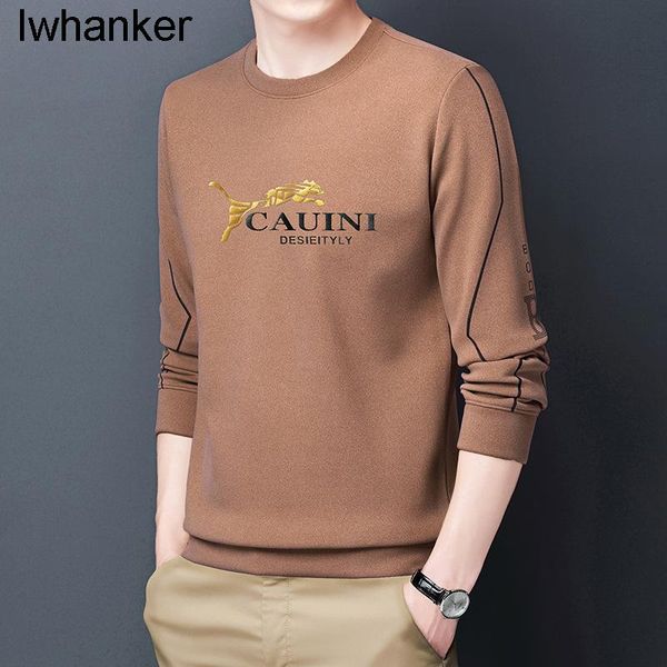 

men's casual shirts autumn winter long sleeve t-shirt round neck imitation german velvet sweater slim middle-aged young wear, White;black