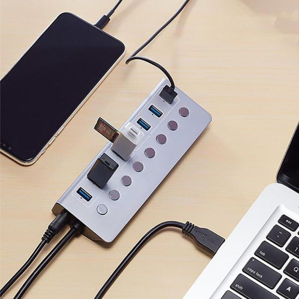 

hubs 8 ports powered usb 3.0 hub extension with on/off switches support 15w splitter adapter accessories computer l7y7