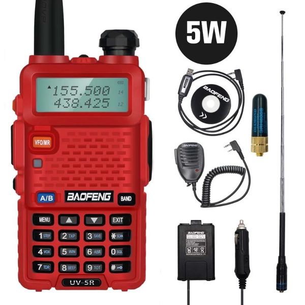 

baofeng uv-5r walkie talkie power 5w handheld two way ham radio 128ch vhf uhf dual band fm transceiver long range 10km hunting