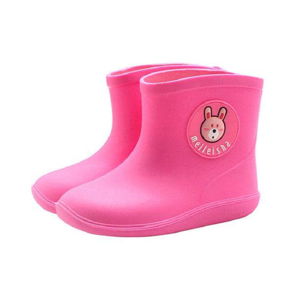 

new kids rain shoes fashion children boots pvc rubber boy baby cartoon shoes girl waterproof rain boots warm plush snow boots, Black;red
