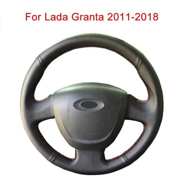 

steering wheel covers customize car cover for lada granta 2011-2021 leather braid