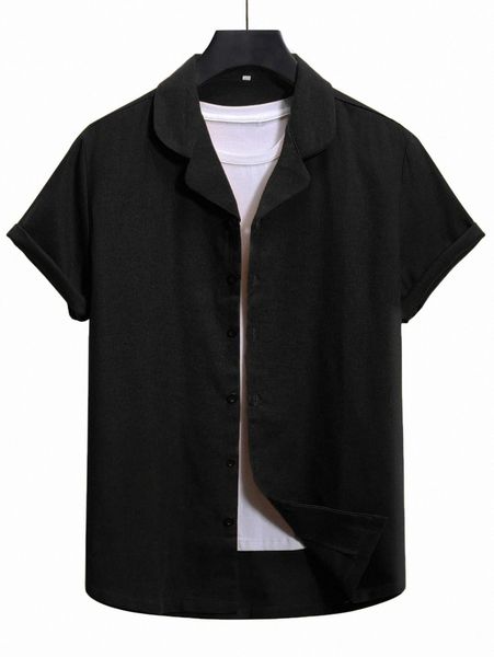 

men solid button front shirt without tee o0rg#, White;black