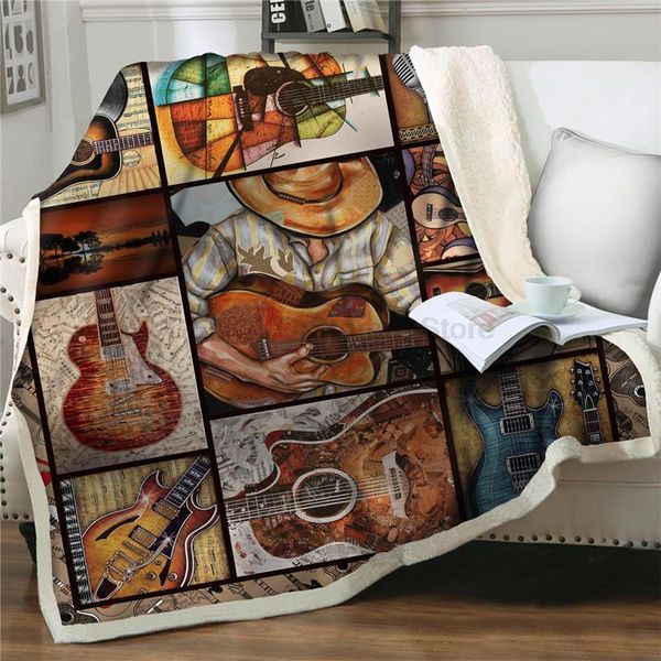 

blankets gitarren retro stil malerei bettdecken bettdecke decken fleece werfen abdeckung wrap persÃ¶nliche dicke fÃ¼r betten hause t blanket
