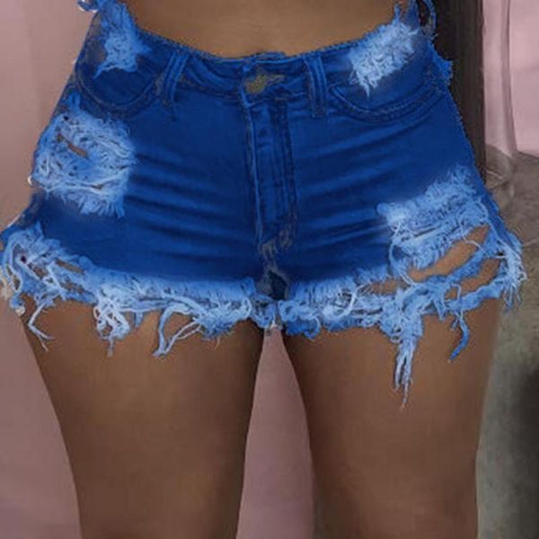 

women's shorts women ripped hole design high waist burrs slim denim, White;black