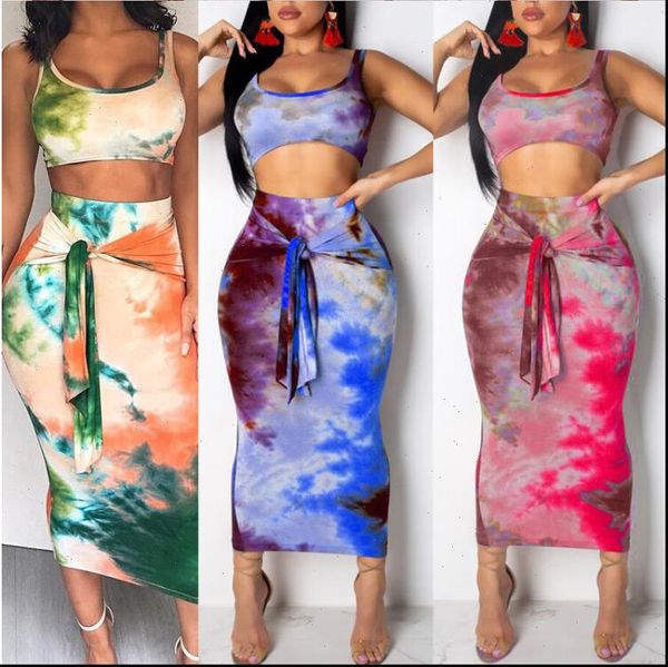 

2pcs set womens tracksuits women clothes suit ladies summer sleeveless crop bandaged skirt streetwear clubwear, Gray