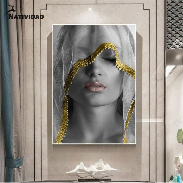 

beautiful veiled woman text canvas painting arab girl art picture print poster bedroom living room home deco wall sticker paintings