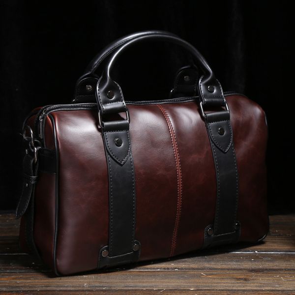 

briefcase men's single shoulder bag crazy horse skin messenger korean portable multi-functional trend leisure straddle