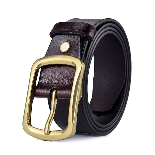 

men's leather pin buckle belt men's fashion casual pure jeans, Black;brown