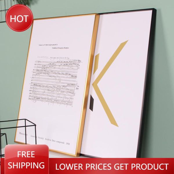 

frames nordic simple aluminum picture frame wall hanging po decorative metal magnetic board quadro wave painting ag50xk