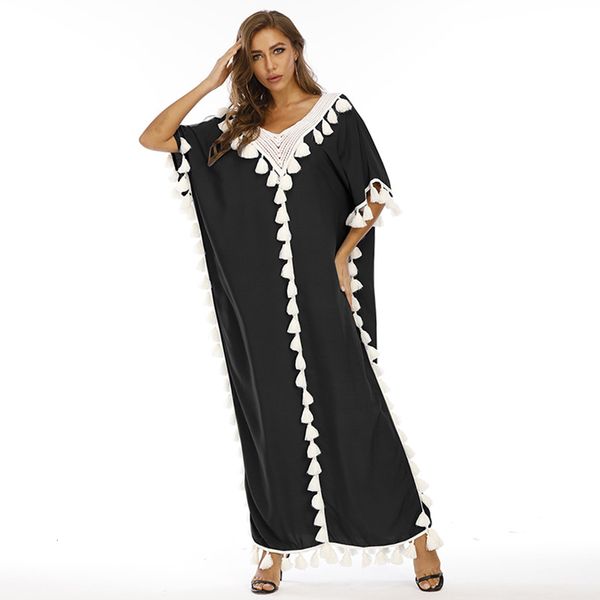 

casual dresses ramadan eid summer beach robe longue femme abaya dubai turkey muslim fashion dress islam clothing abayas for women, Black;gray