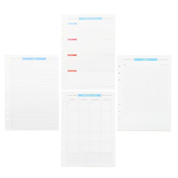 

notepads 1 set assorted periods loose-leaf filler papers 6-hole spiral notebook paper replacement (a5), Purple;pink