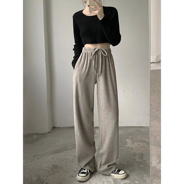 

women's leggings xs-4xl winter velvet thick straight wide leg womens trousers autumn streetwear chic pants women high waist plus size l, Black
