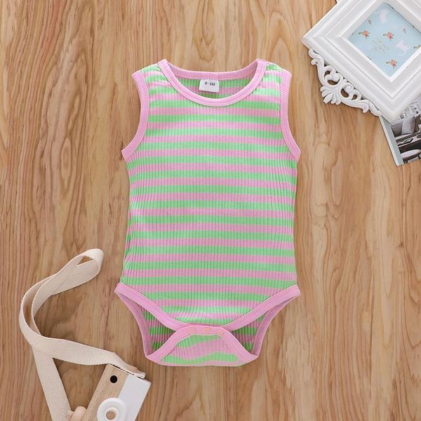 

jumpsuits born infant baby girls boys sleeveless ribbed striped print romper clothes summer girl ropa niÃ±a, Blue