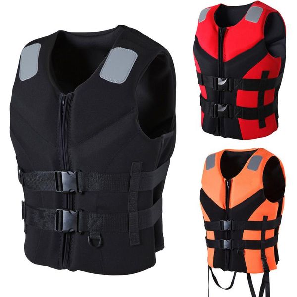 

life vest & buoy women's men's neoprene jacket vest, size s-3xl, black red orange