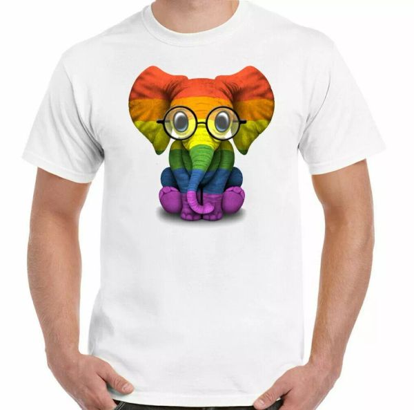 

elephant t-shirt lgbt gay pride rainbow colors shirt dress lesbian, White;black