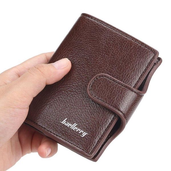 

card holders anti thief rfid credit id holder slim men women minimalist pu leather wallet metal cardholder creditcard case carteira, Brown;gray