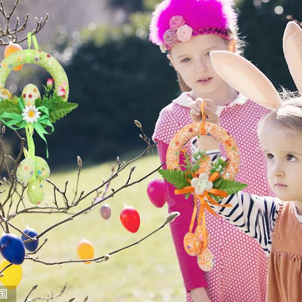 

hanging ornament for easter decoration happy egg baskets party decor home wreath supplies decorative objects & figurines