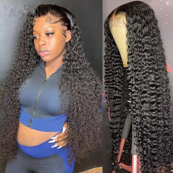 

lace wigs melodie kinky curly 13x4 hd transparent front human hair wig 28 30 40 ihches remy 180 density frontal for black women, Black;brown