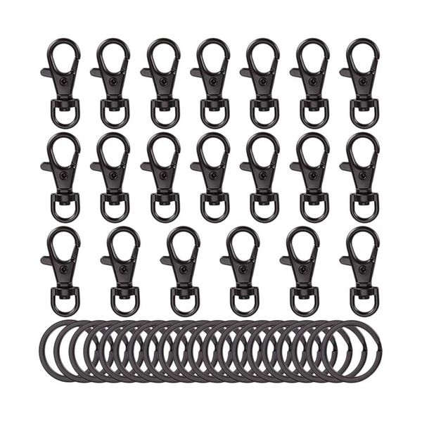

keychains 40 pcs swivel lanyard snap hook with key rings keychain metal clasps spring clip lobster clasp, Silver