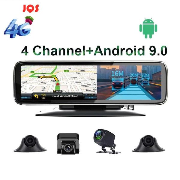 

11.26" 4 channel lens android 9.0 dashboard car dvr video recorder hd rearview mirror camera dash cam auto registrar dvrs