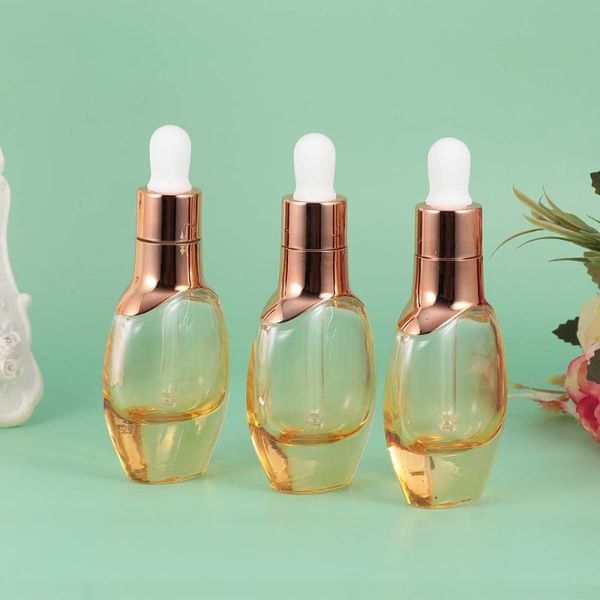 

storage bottles & jars 4pcs refillable essential oil dropper subpackaging glass bottle empty (35ml golden dropper)
