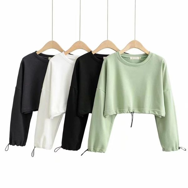 

short hoodies for women drawstring hoodie ladies solid color sweatshirt clothing long sleeve pullover sweatshirts women's &, Black