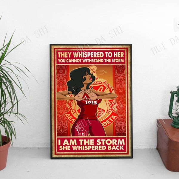 

paintings delta sigma theta girl poster, black wall art, vintage afro queen prints, feminism art