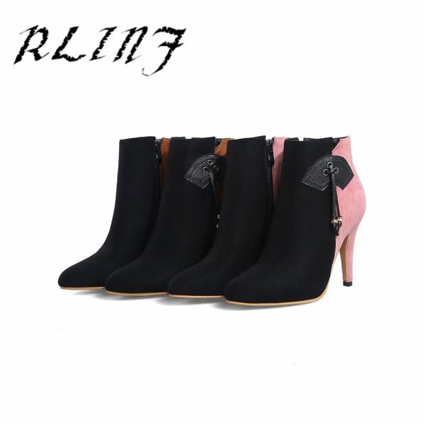 

boots rlinf stiletto high heel bow fashion women's ankle, Black