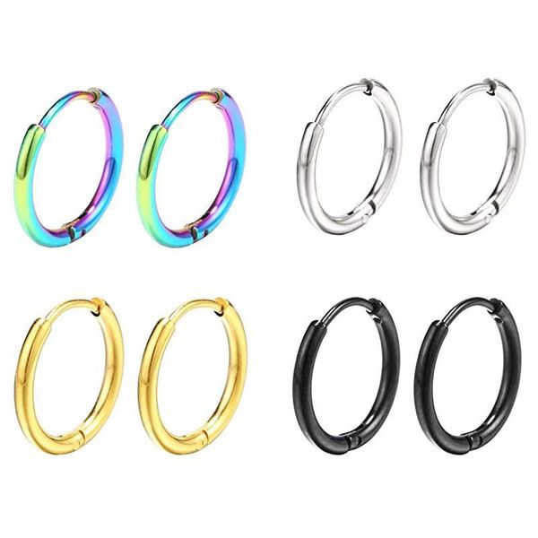 

hoop & huggie earrings gold silver color colorful black rose round ear rings for women men fashion punk hoops earring, Golden;silver