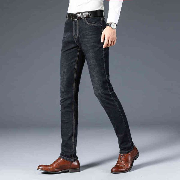 

men's jeans mens solid color thin straight youth business casual pants male plus size slim fit denim trousers nodc, Blue