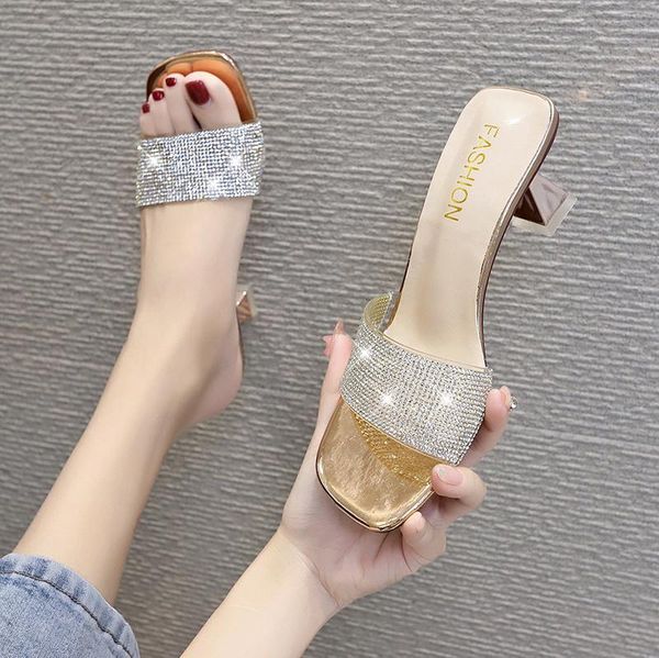 

women sandals summer open toed high heels transparent heel slippers woman party shoes discount blingbling pumps dress, Black
