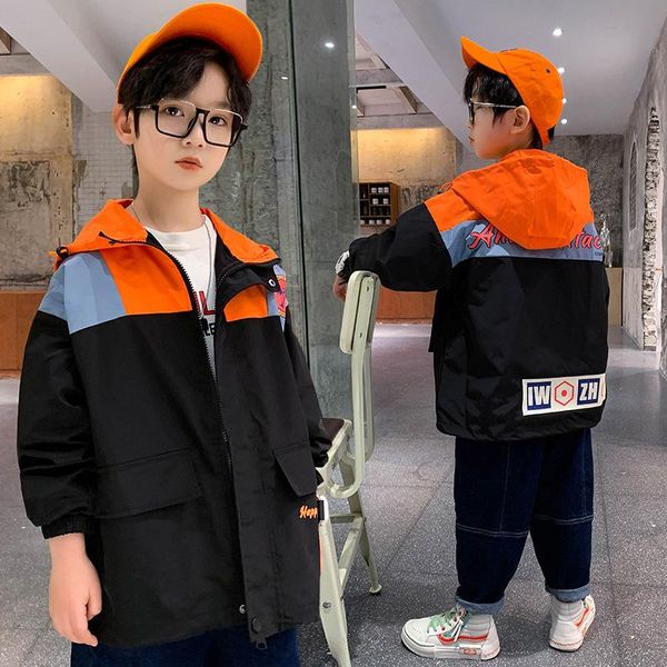

jackets boys jacket spring and autumn clothing 2021 middle large children's casual handsome top, Blue;gray