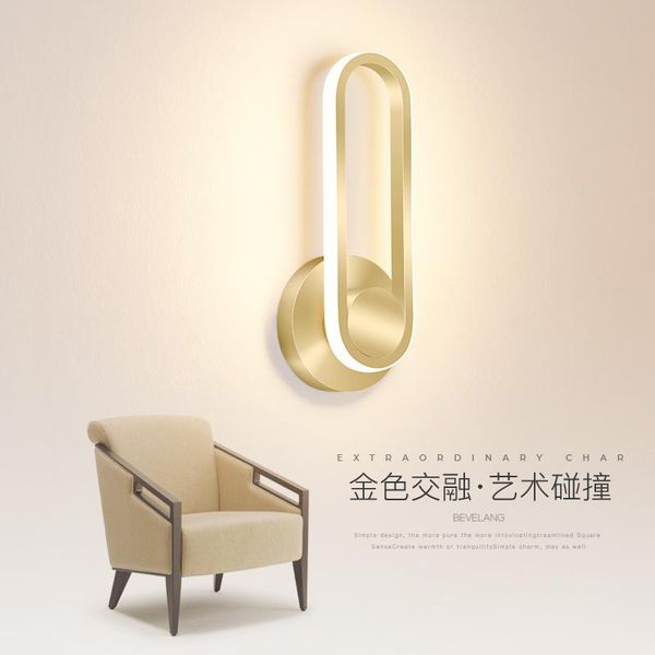 

wall lamp living room simple modern round golden staircase corridor light luxury creative led bedroom bedside