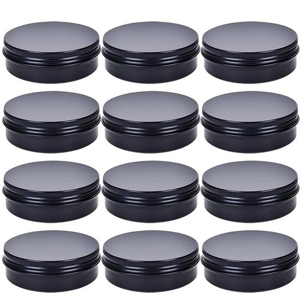 

storage bottles & jars 100pcs 100g aluminum tin jars, black round metal cosmetic containers with screw cap lid for diy crafts travel bo