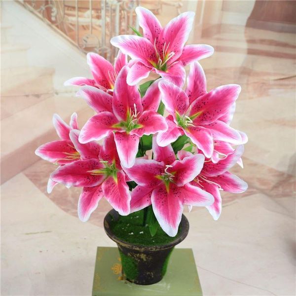 

decorative flowers & wreaths 9 fork rayon bouquets lily artificial jewelry diy wedding bridal decoration