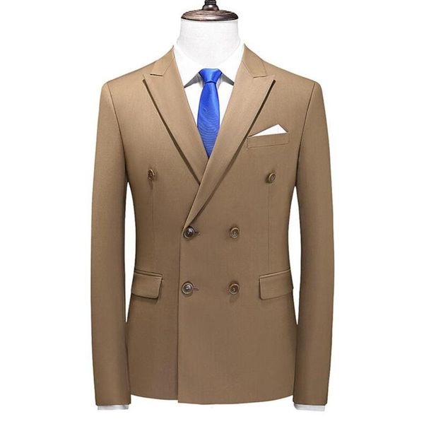 

men's suits & blazers male casual 2021 spring slim fit double breasted suit for men gray pink royal blue white solid large formal top, White;black