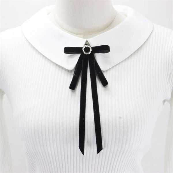 

velvet bow brooch fake chiffon shirt collar, Gray