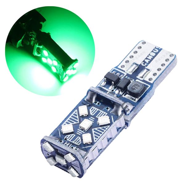 20 pçs / lote verde T10 W5W 2016 15SMD Bulbos LED gratuitos para lâmpadas de limpeza Abóbada de carro de carro larga 12V 24V