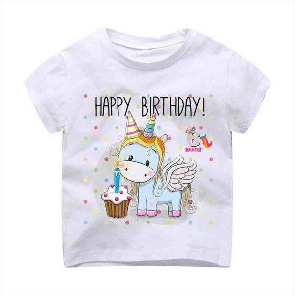 

3 8t girls happy birthday unicorn t shirt summer funny kawaii birhtday gifts number 1 9 kids clothes dhkp1001, Blue