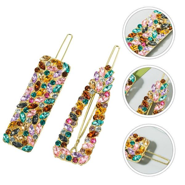 

2pcs alloy simple hairpin fashion hair clip rhinestones wear clips