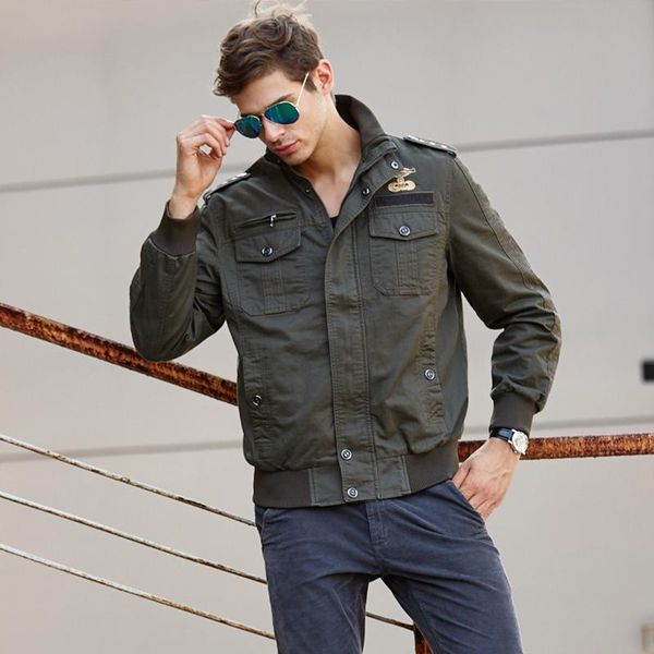 

men's jackets men autumn winter waterproof flight pilot jacket solid casual jaqueta masculina cotton military style windbreaker zipper, Black;brown