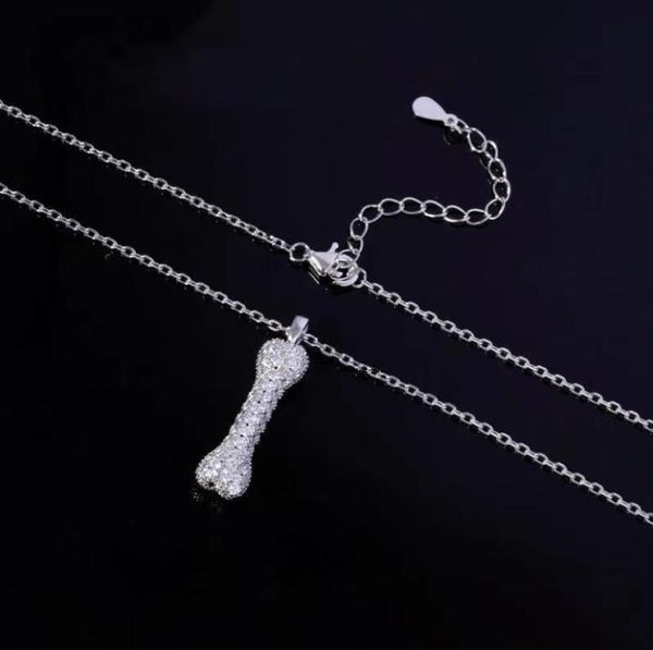 

pendant necklaces dog bone necklace men and women trendy hip hop unique designer autumn luxury full of rhinestone cool punk neck chain, Silver