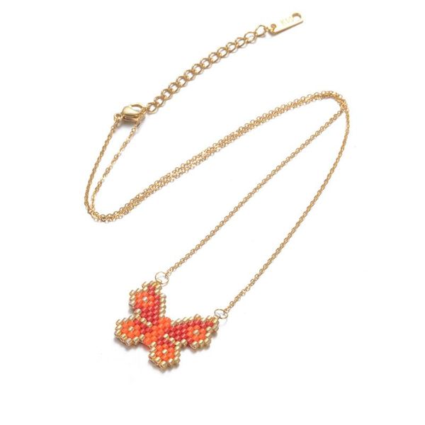 

pendant necklaces miyuki rice beads hand-woven necklace small butterfly, Silver