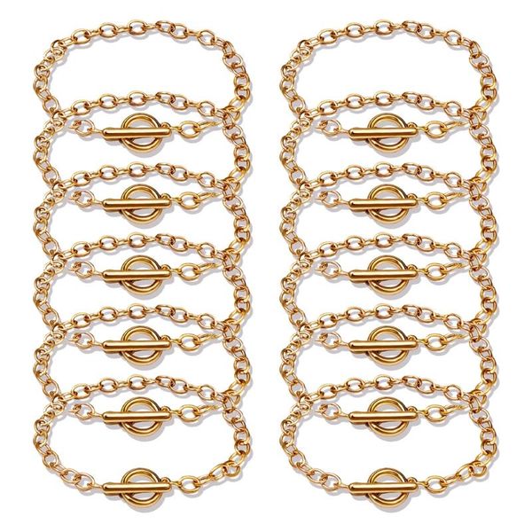 

pcs chain bracelets alloy metal plated link with ot toggle clasps for men women charm minimalist jewelry bangle lxae, Golden;silver