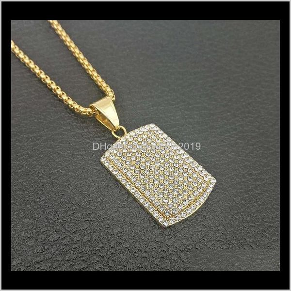 

pendant & drop delivery 2021 gold full zircon stainless steel necklaces men women iced out crystal chains hip hop charm jewelry gifts pendan, Silver