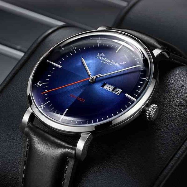 

clock new collection carnaval automatic men leather band clocks fire luxury mechanical reloj hombre, Slivery;brown