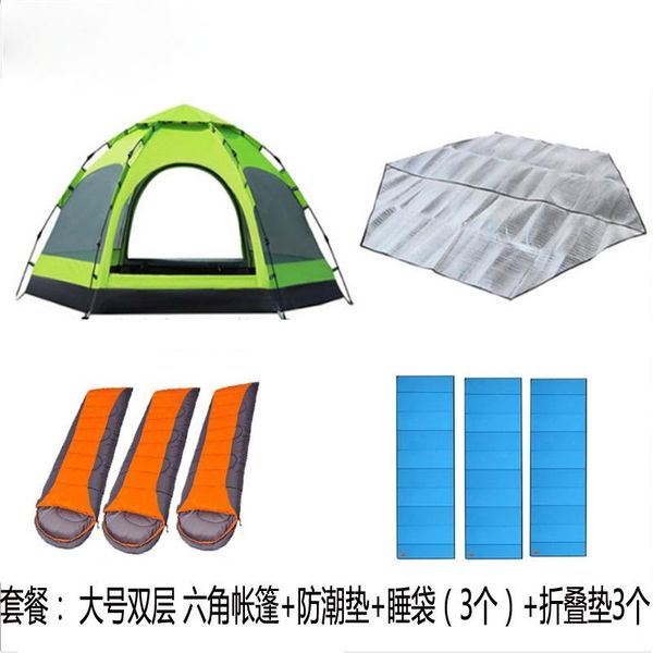 

tents and shelters family travel camping tent set for self-driving tour, waterproof easy to carry with sleeping bag inflatable cushion